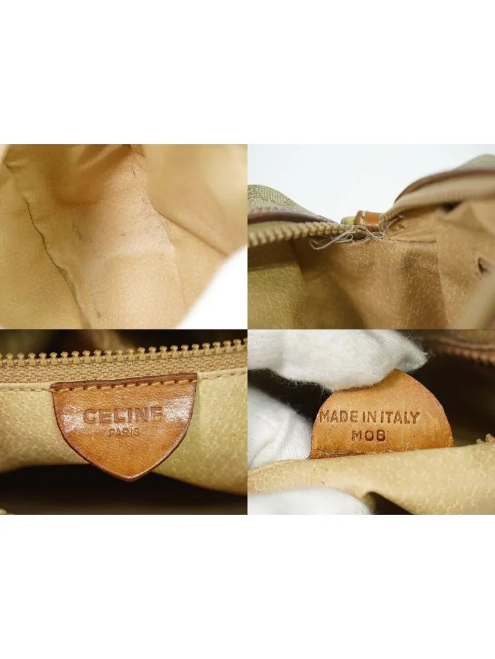 Celine Macadam Shoulder Bag Pochette Beige